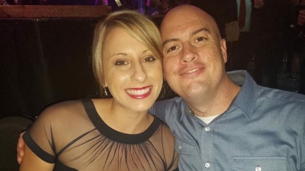 Katie Hill with her husband