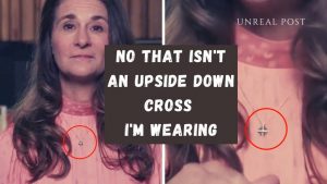 Melinda Gates wears an upside down cross mocking Christ