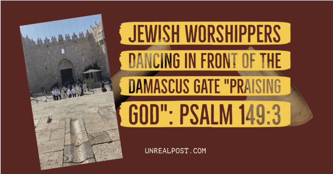 Jewish Worshippers Praise God in front of the Damascus gate in the middle of a war with terrorist